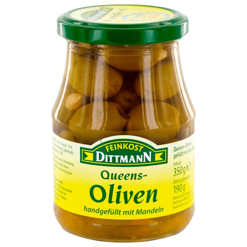 Feinkost Dittmann Queens-Oliven gefüllt mit Mandeln 190g